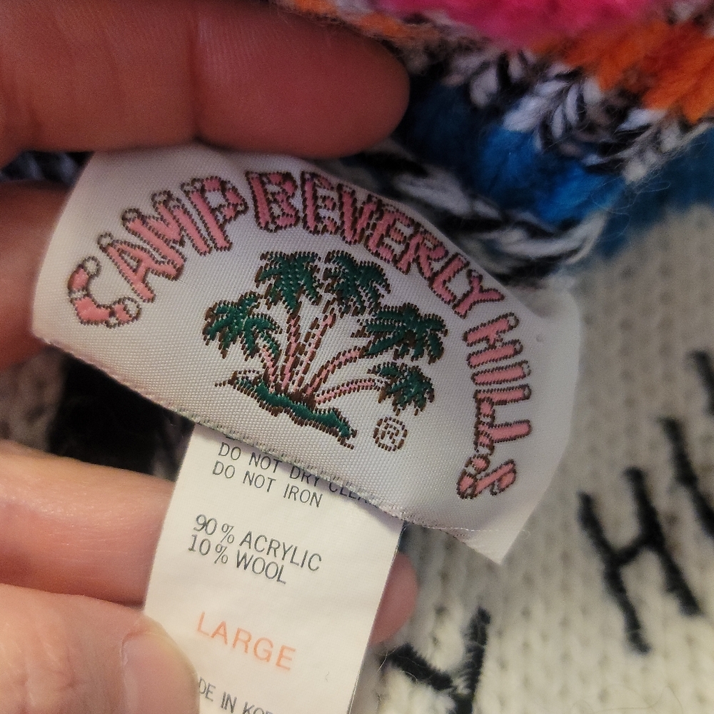 Colorful Graphic  vintage Beverley Hills Sweater. REASONABLE OFFERS WELCOMED - Picture 2 of 3